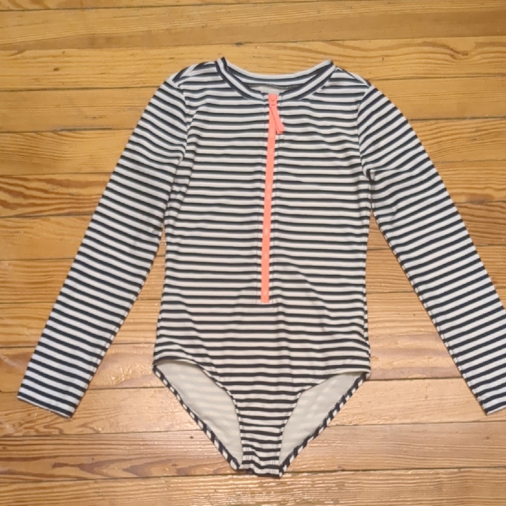 GAP Kids Striped Bodysuit with Coral Zipper